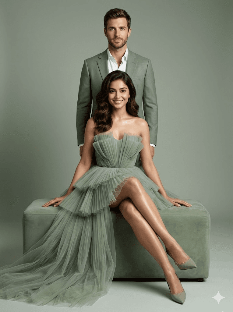 Haute couture couple fashion editorial prompt