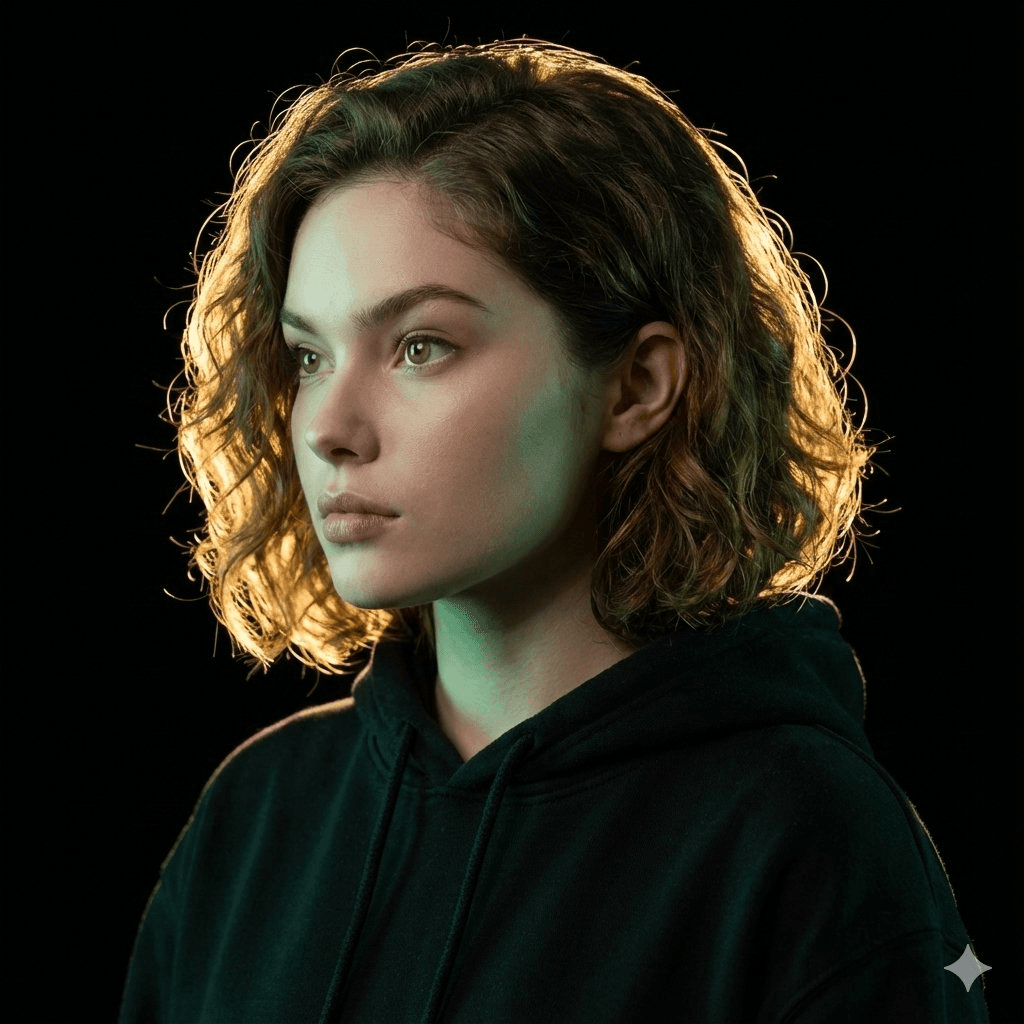 Black background cinematic portrait prompt