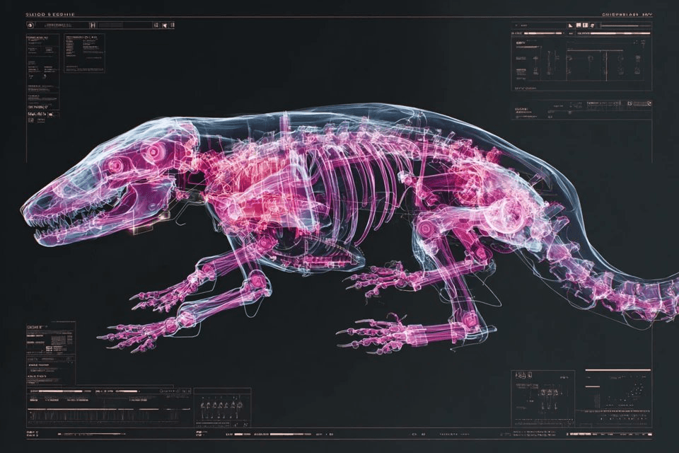Neon x-ray cyber-animal scan prompt