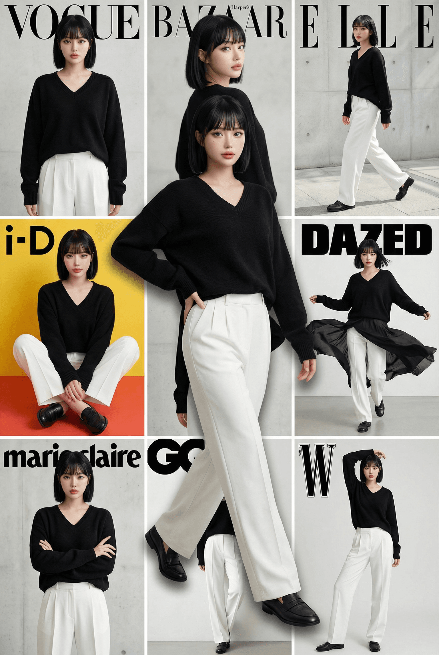 3x3 magazine editorial fashion poster prompt