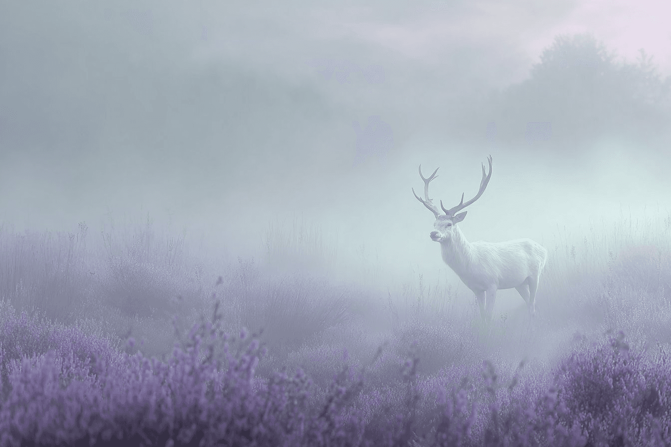 Misty white deer dreamscape prompt