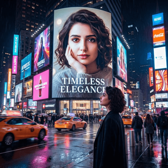 Times Square cinematic billboard scene prompt