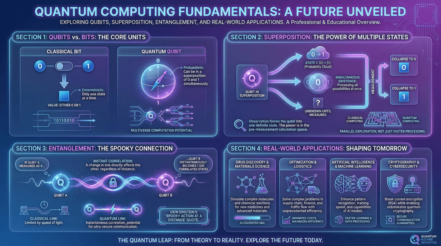 Quantum computing infographic poster prompt