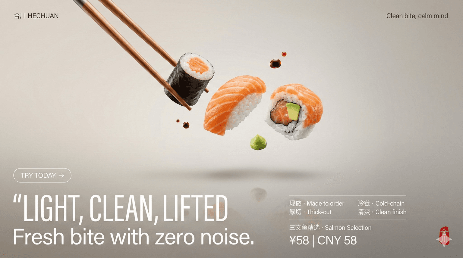 Premium minimalist sushi poster prompt