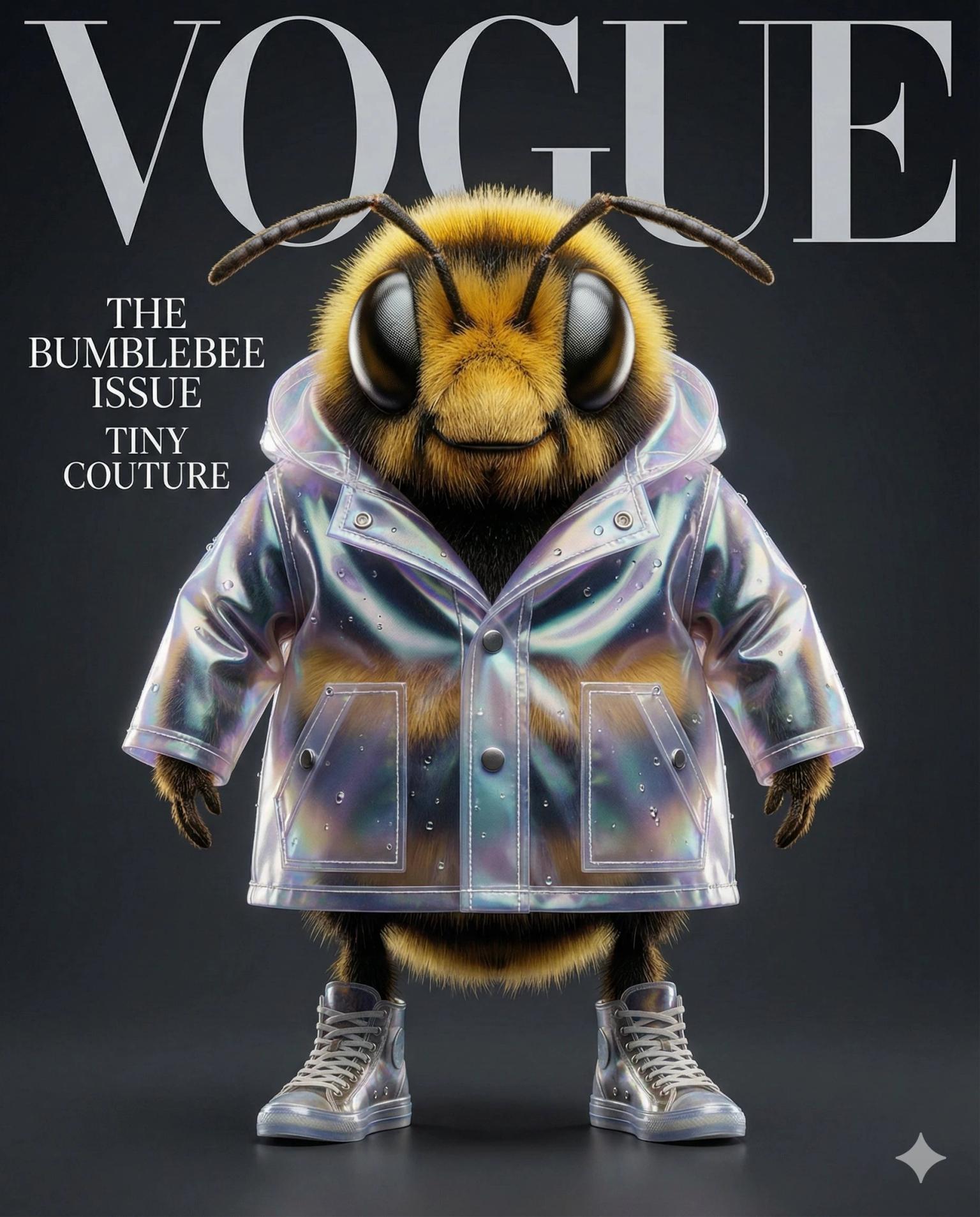Macro creature fashion cover prompt
