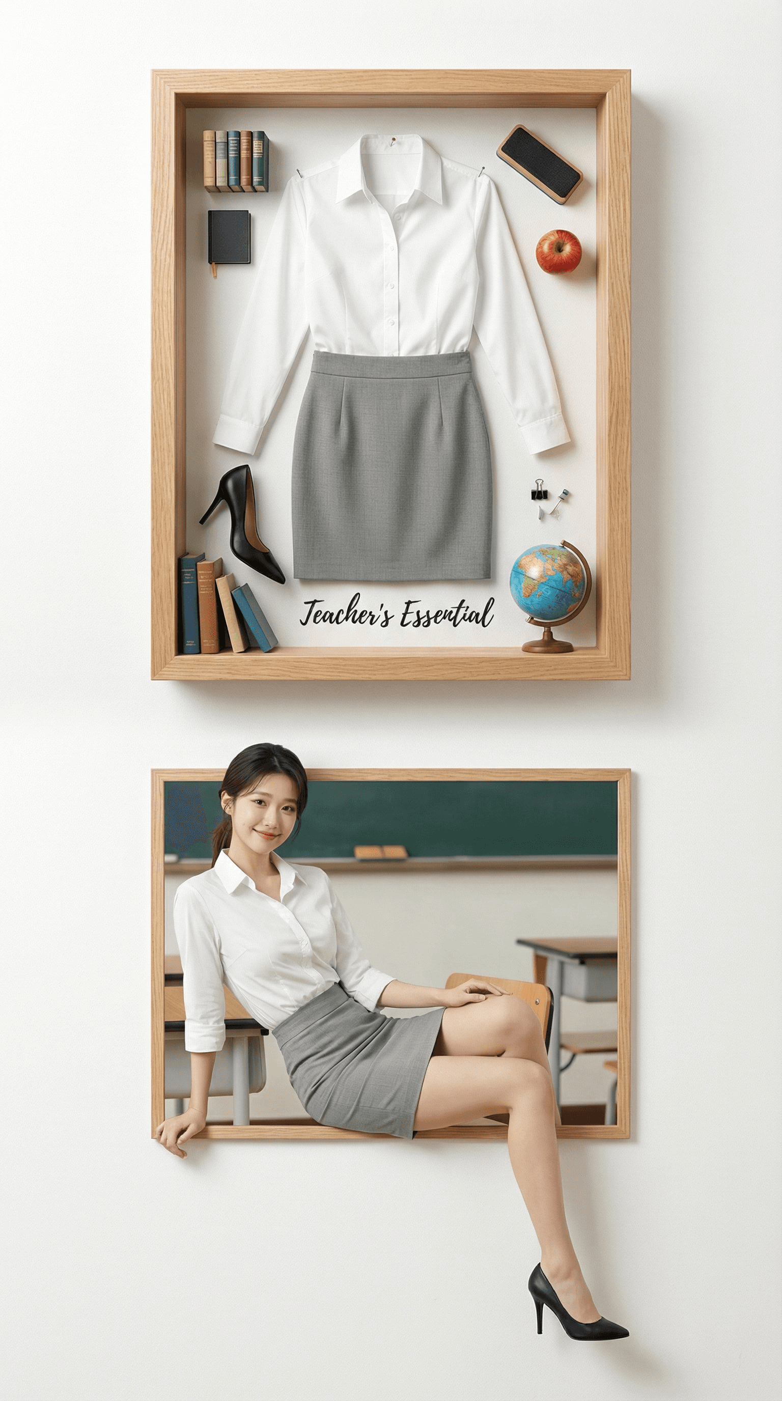 Split-screen specimen box and naked-eye 3D fashion ad prompt