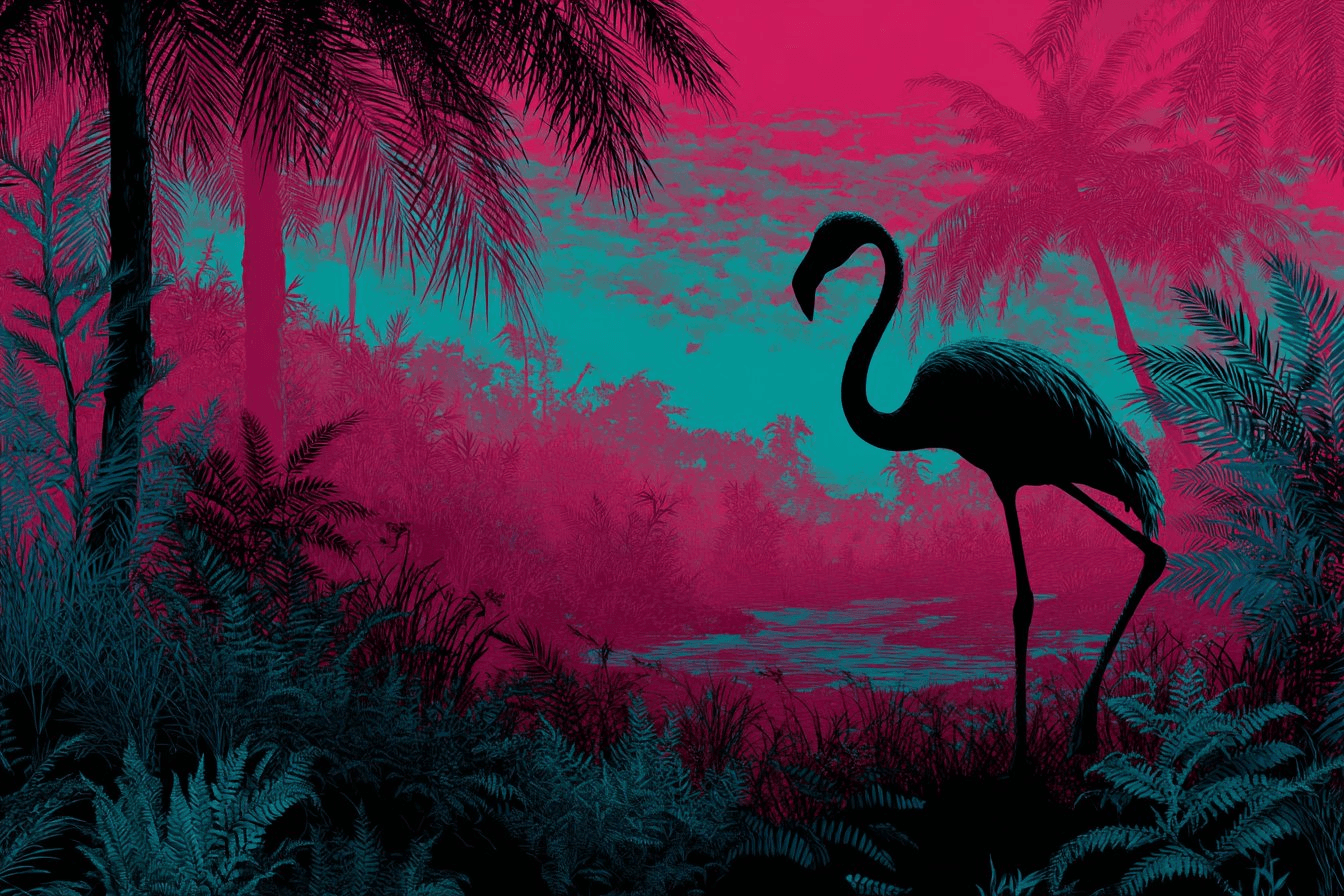 Tropical flamingo silhouette prompt