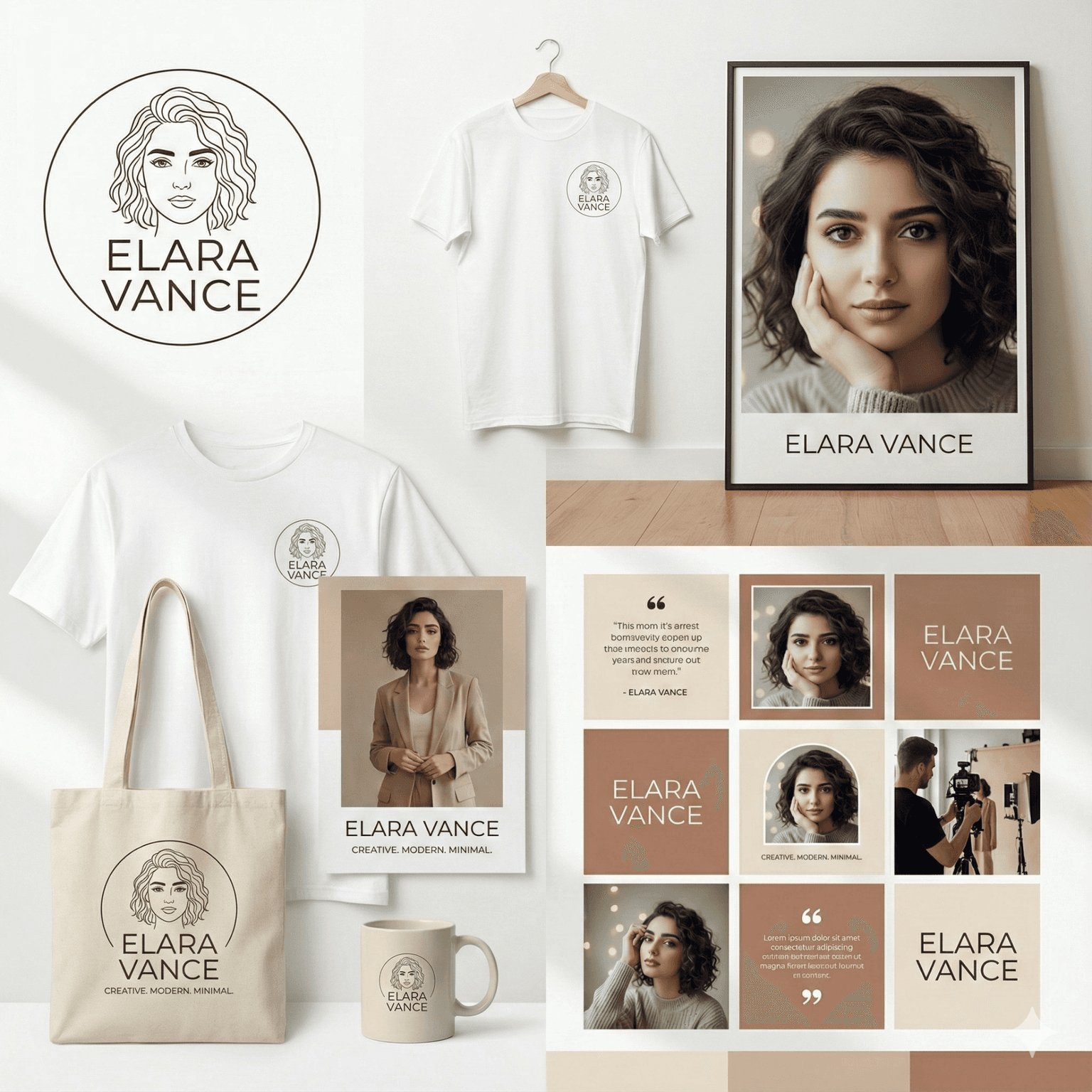 Minimal personal brand kit mockup prompt