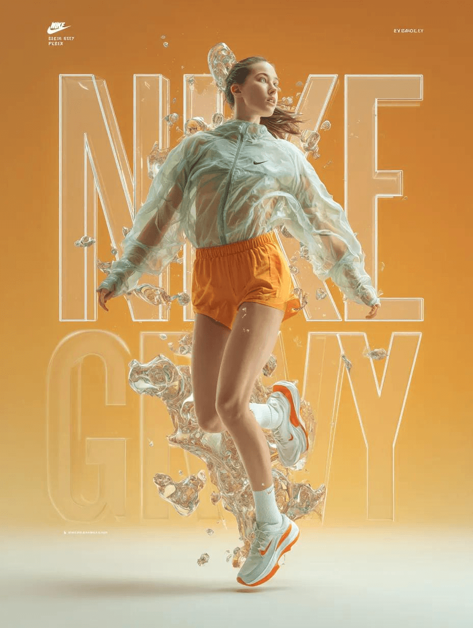 Futuristic neon Nike fashion ad prompt