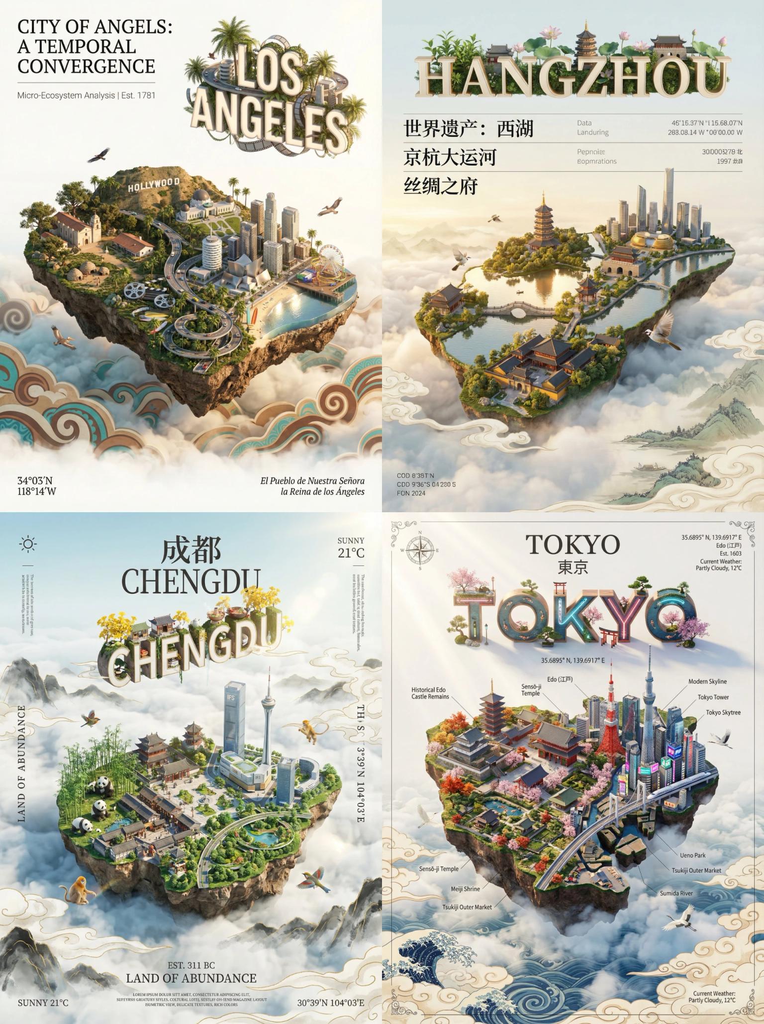 云上海岛城海报提示词