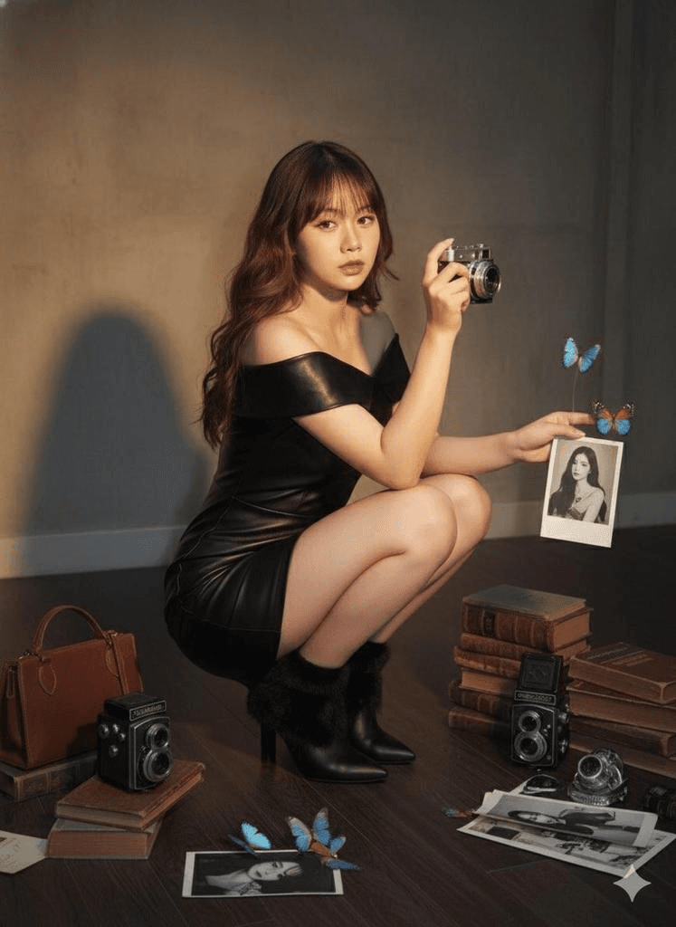 Retro camera fashion model prompt