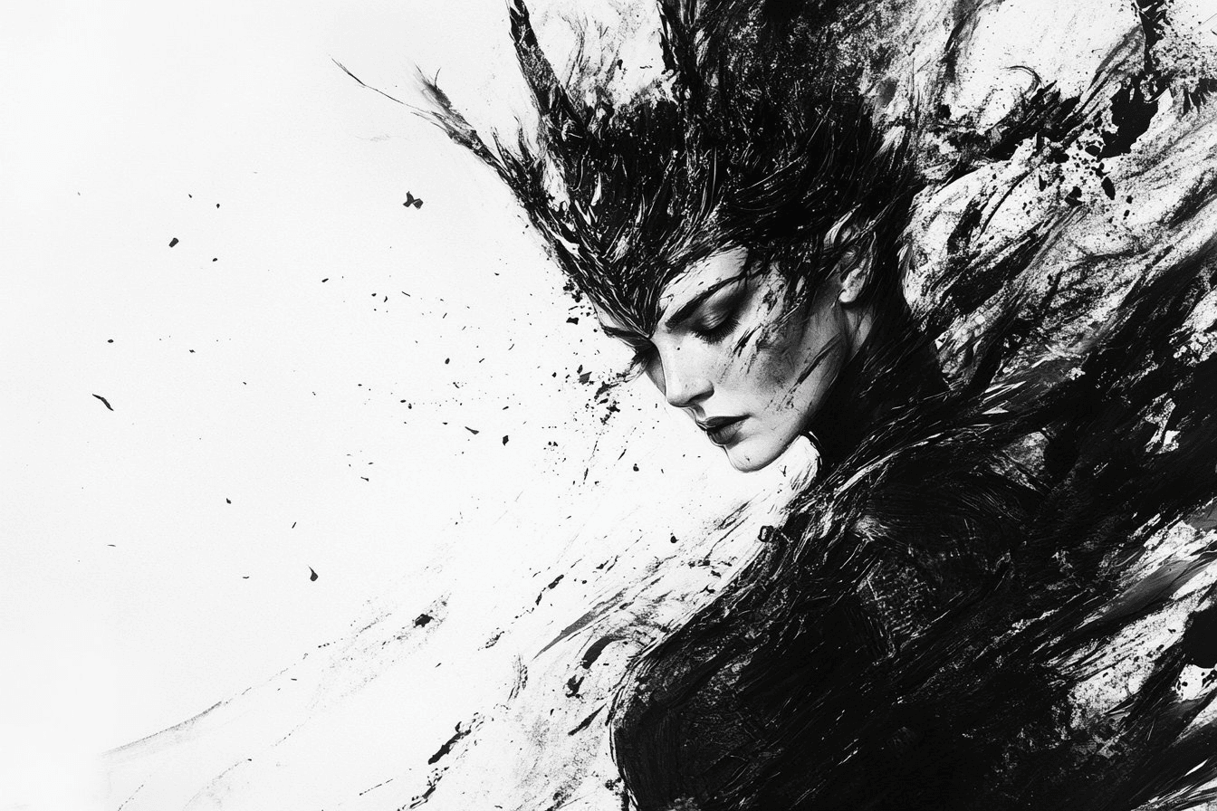 Black-and-white erased-highlights queen prompt