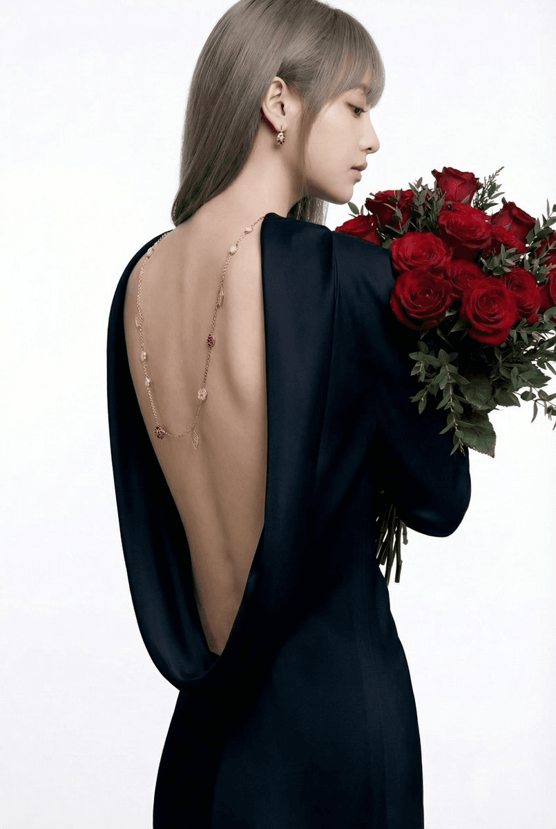 Luxury editorial backless gown portrait prompt