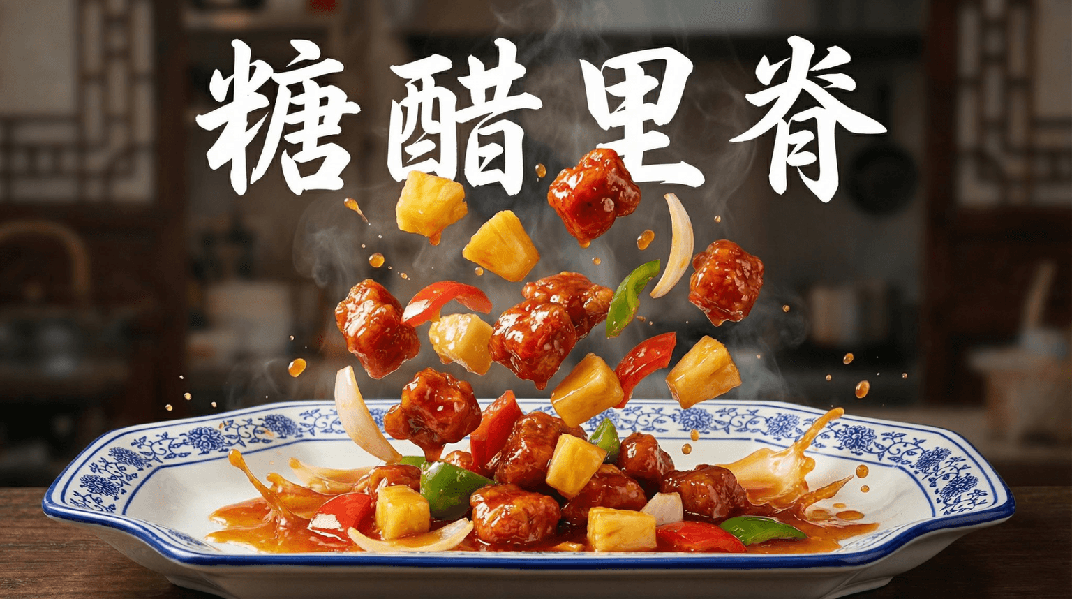 High-speed Chinese dish splash ad prompt