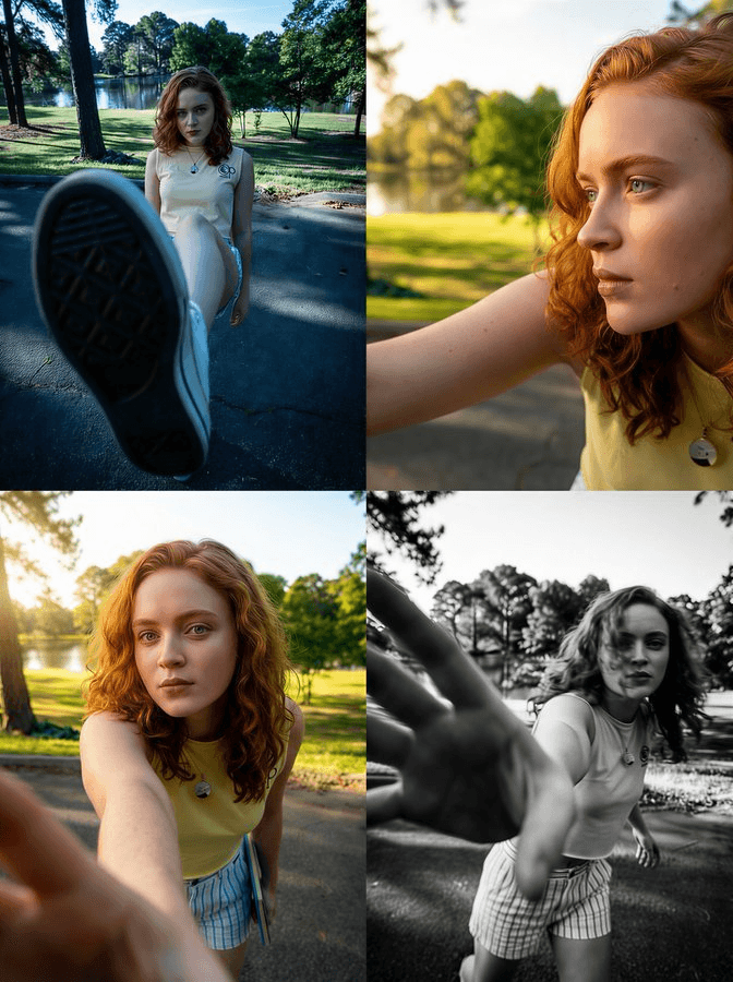 Dynamic wide-angle 4-style portrait prompt
