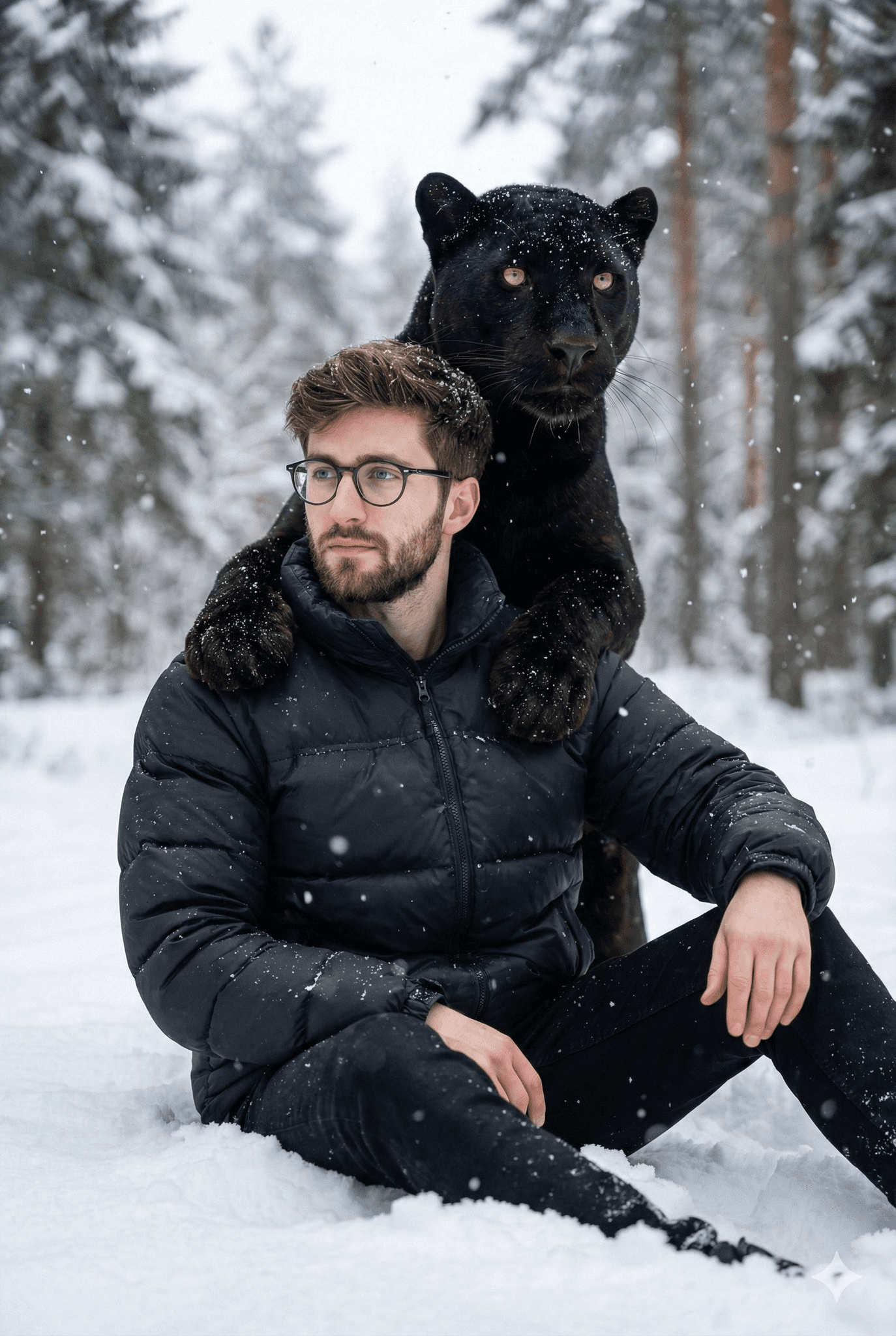 Snow forest panther portrait prompt