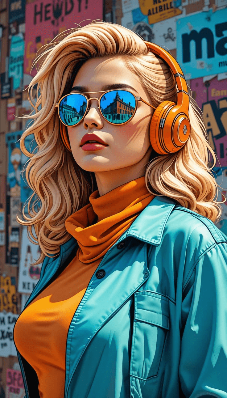 Teal and orange street fashion prompt