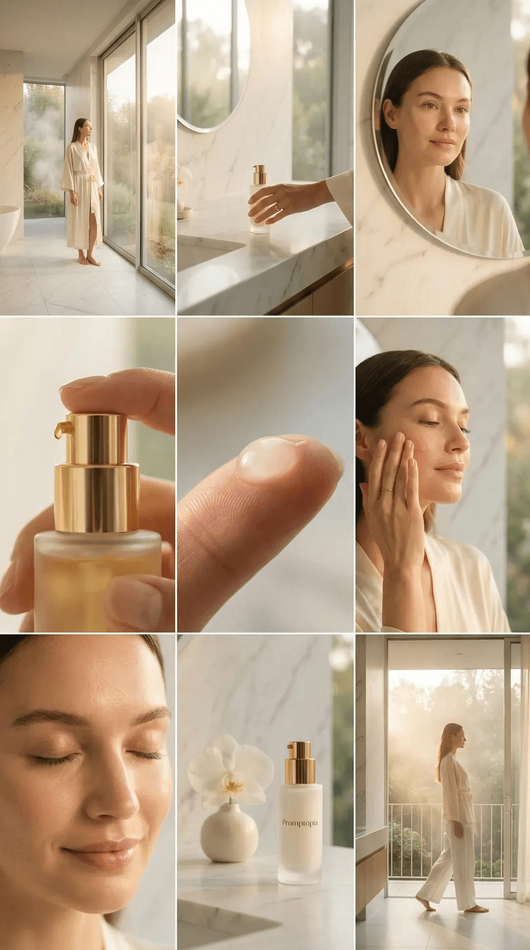 Skincare serum bathroom photo collage prompt