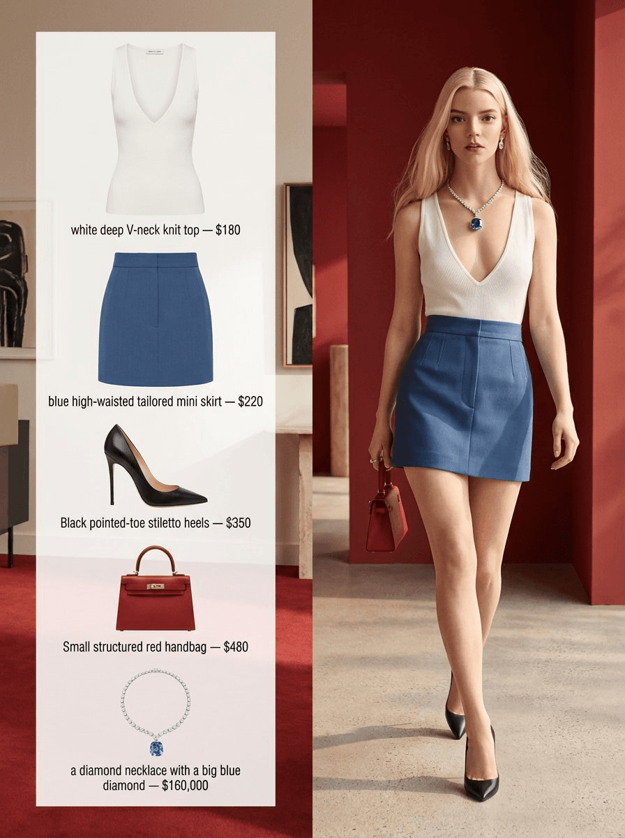 Split editorial lookbook with product breakdown prompt