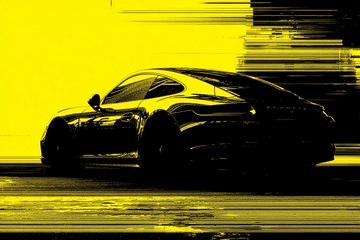 Corrupted signal sports car silhouette prompt