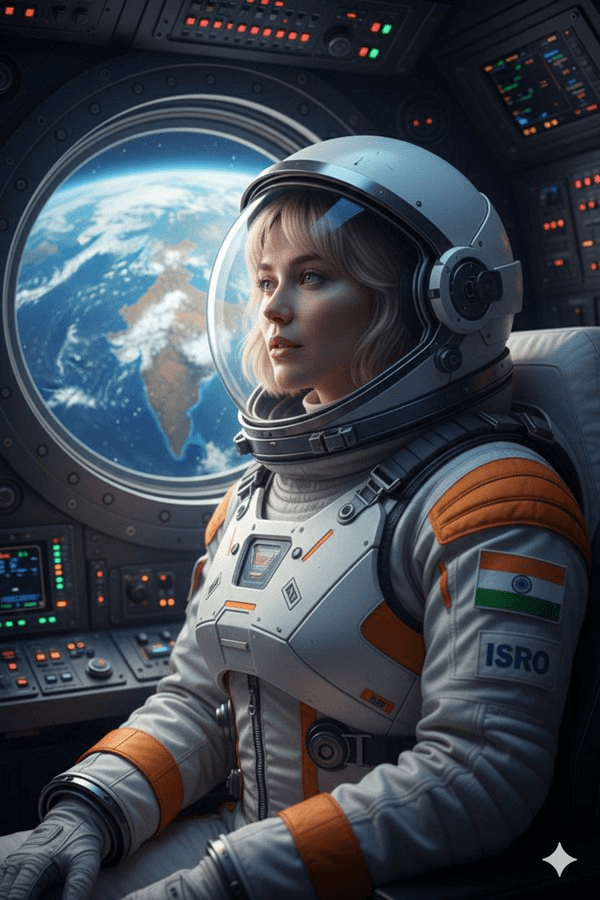 ISRO astronaut window Earth portrait prompt