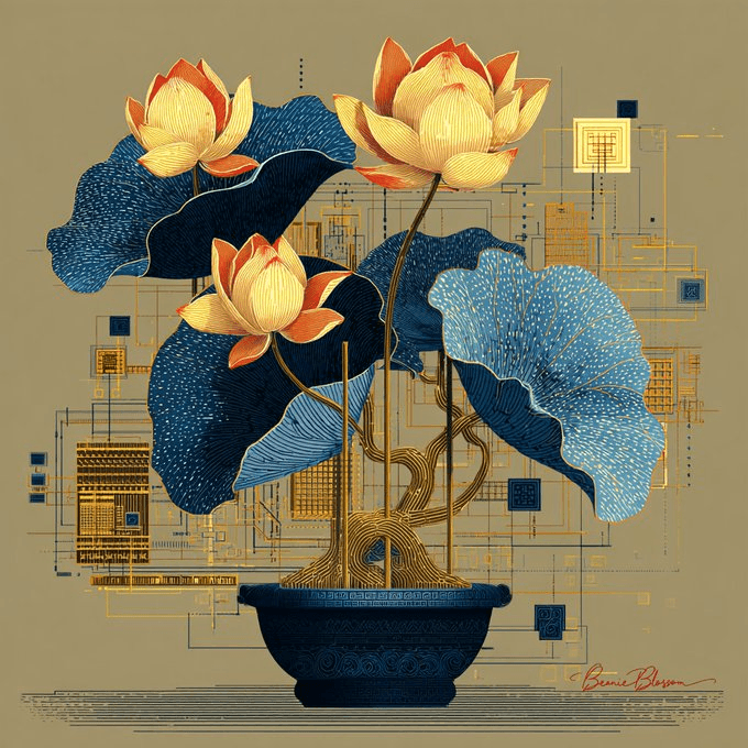 Abstract lotus vector illustration prompt