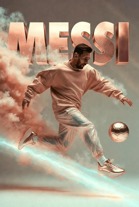 Mid-air football kick cinematic poster prompt