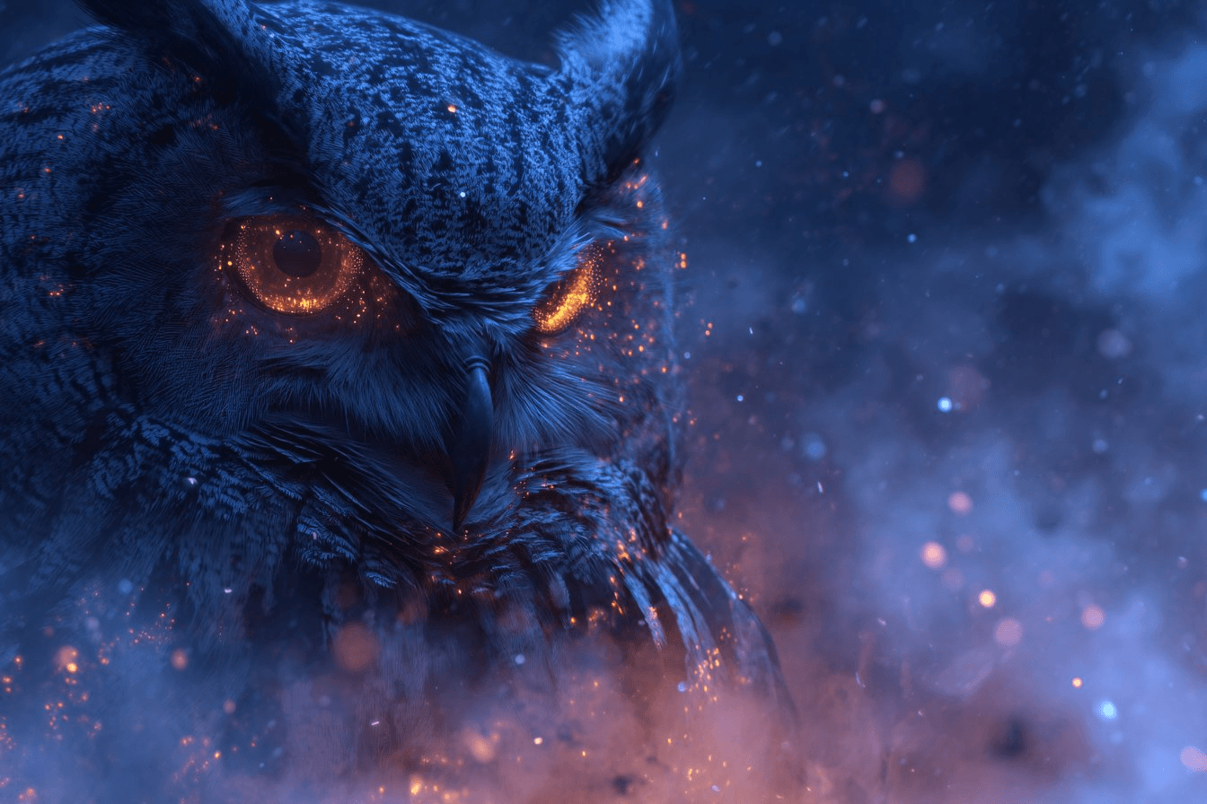 Nebula noir cybernetic owl defender prompt