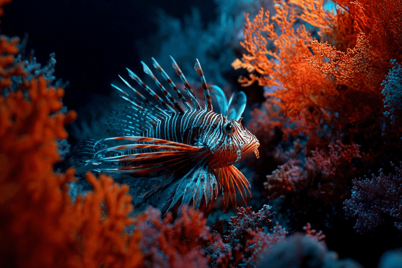 Lionfish coral bloom radiance prompt