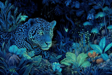 Bioluminescent jungle jaguar prompt
