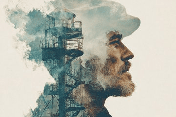 Sailor lighthouse blueprint double exposure prompt