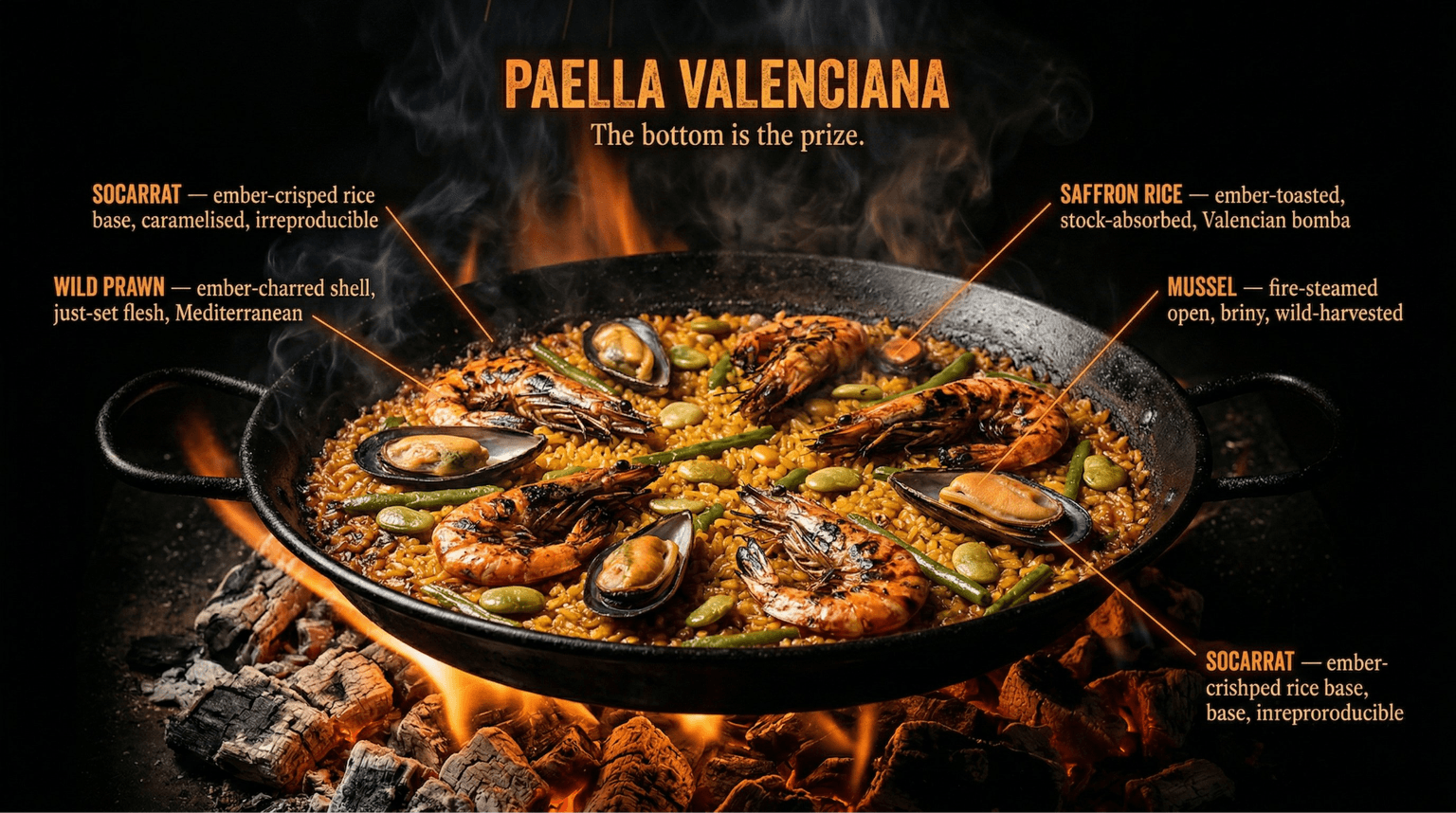 Ember-lit paella prompt