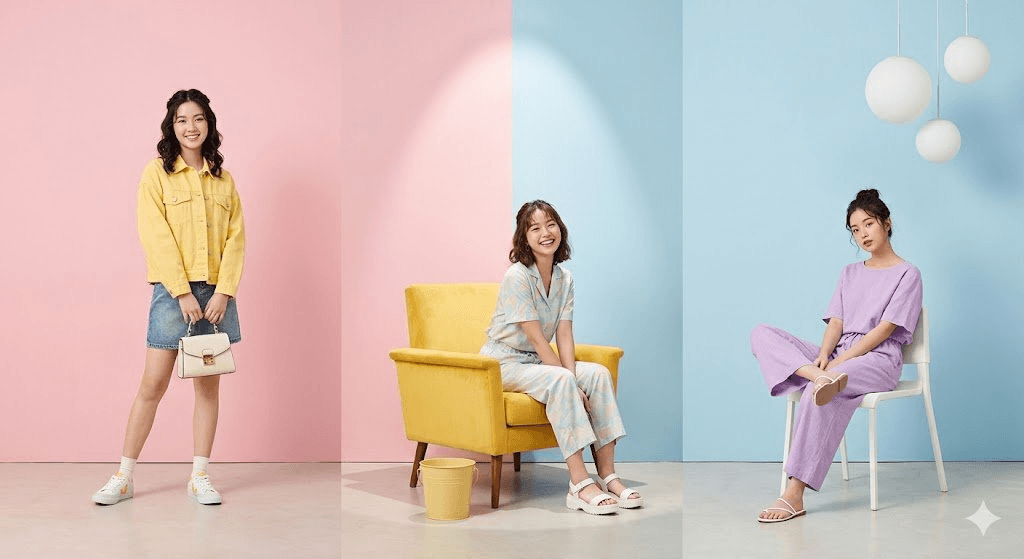 Pastel studio fashion prompt