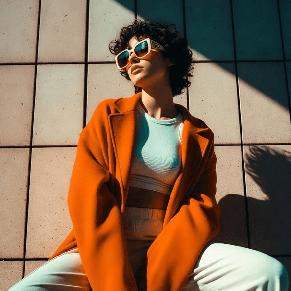 Orange streetwear fashion portrait prompt