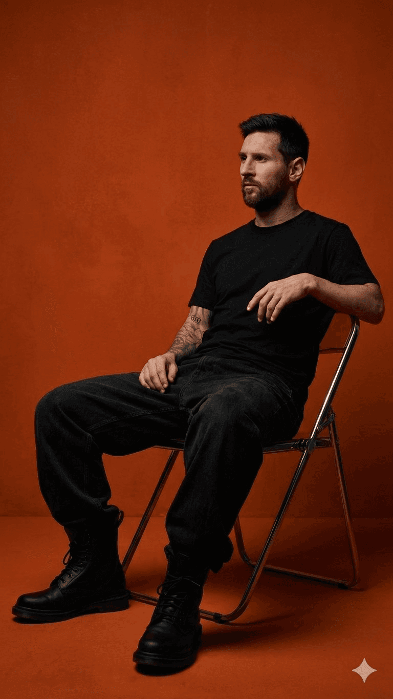 Dark orange studio male portrait prompt