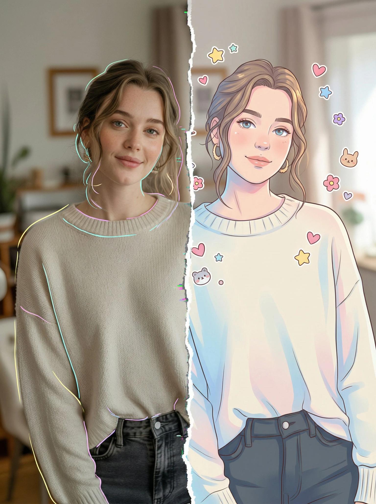 Split portrait dual-style prompt