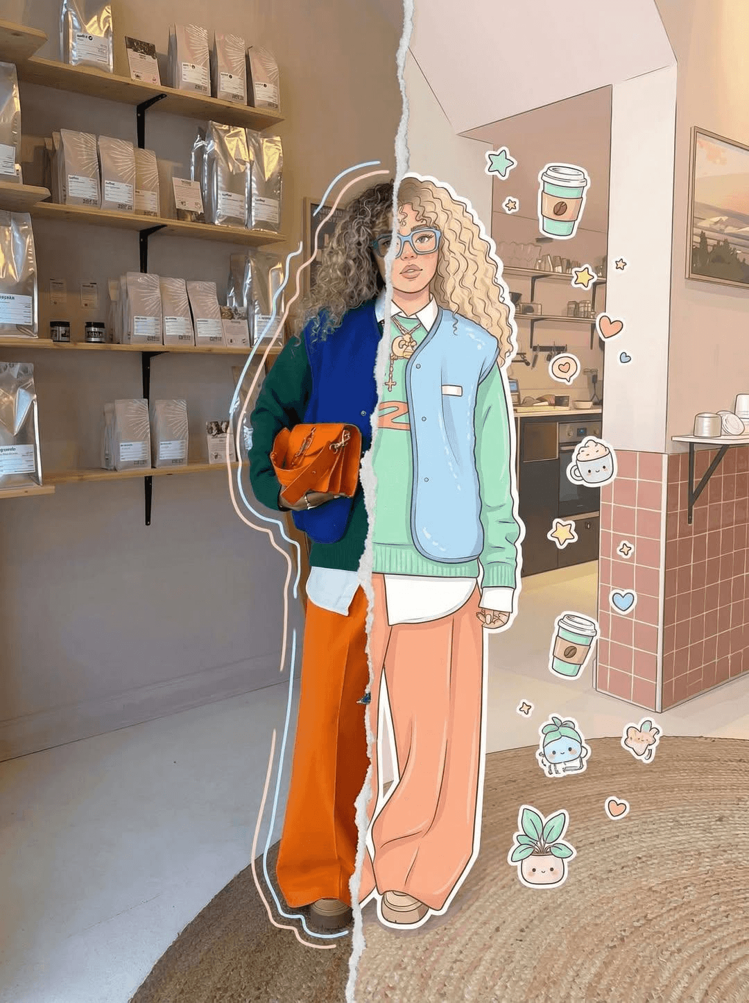 Split portrait dual-style prompt