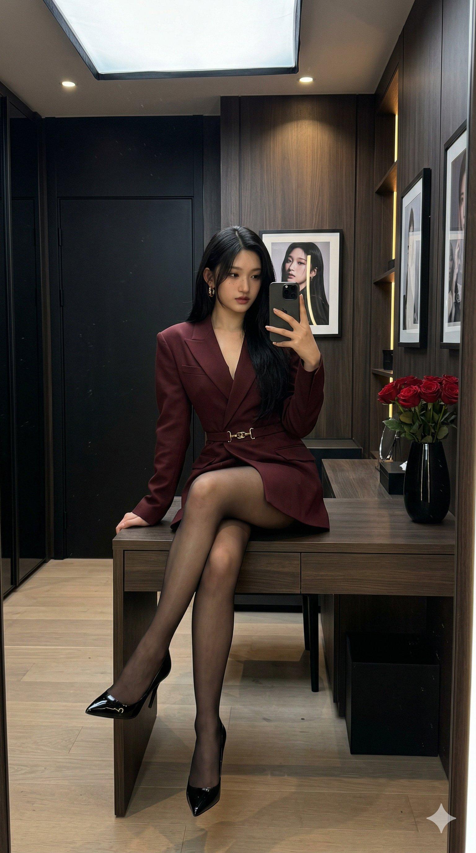 Moody mirror selfie portrait prompt