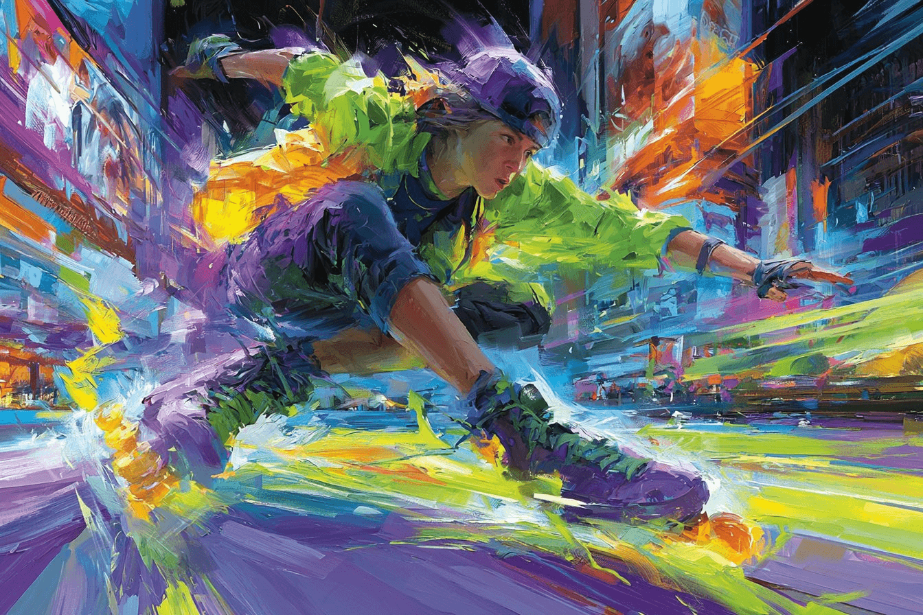 Urban neon rollerblading prompt