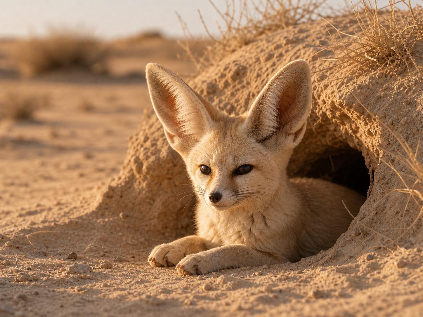 Fennec fox desert burrow wildlife prompt