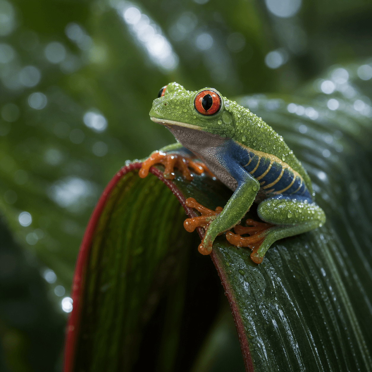 Rainforest Red Eyed Tree Frog Macro Prompt