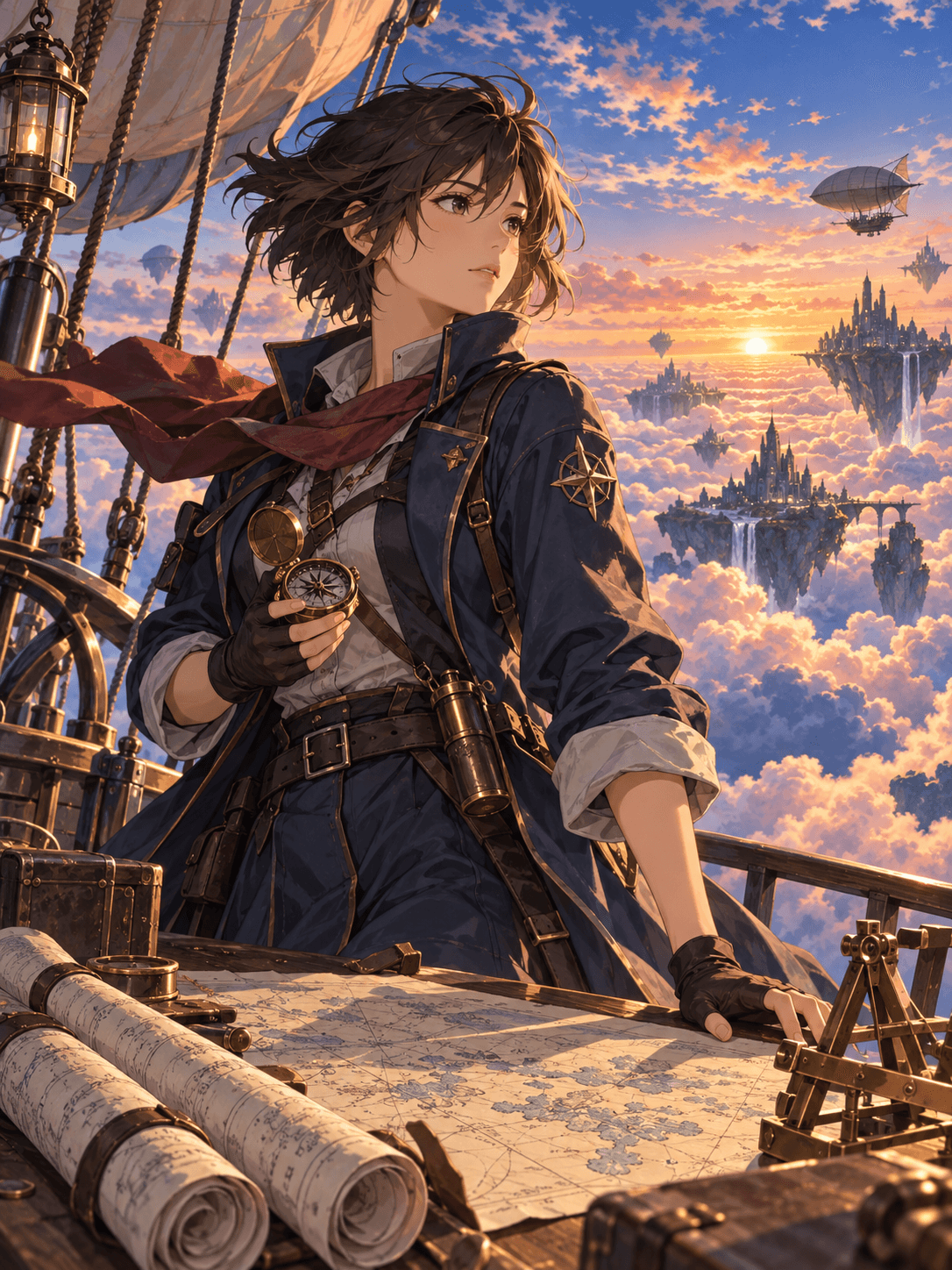 Original Skyship Cloud Cartographer Anime Prompt
