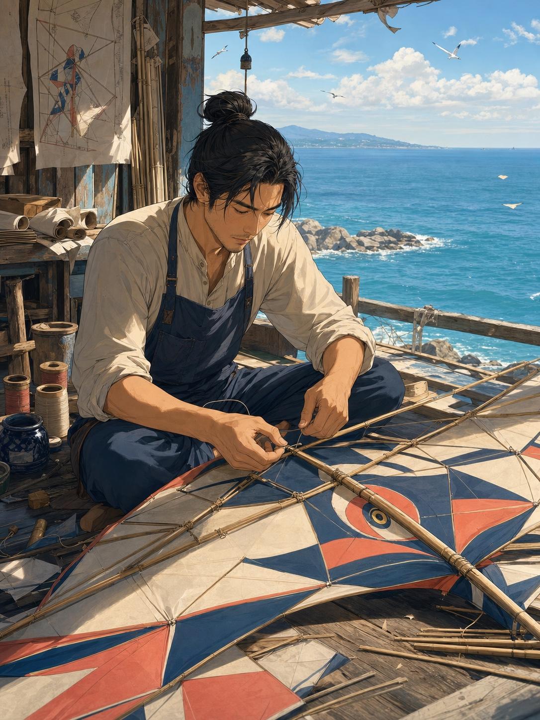 Coastal Kite Restorer Original Anime Illustration Prompt