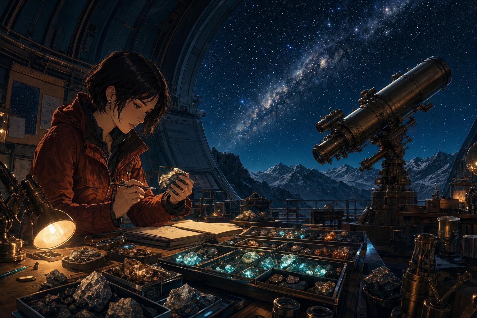 Night Shift Meteor Researcher Anime Illustration Prompt