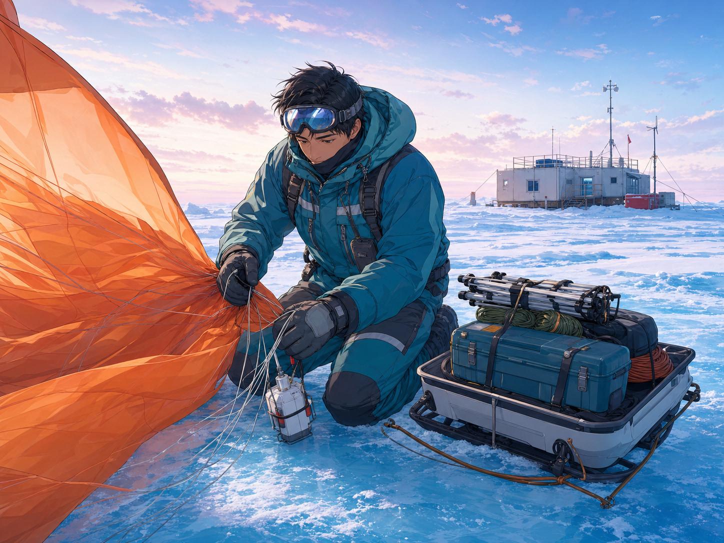 Polar Weather Balloon Recovery Original Anime Prompt