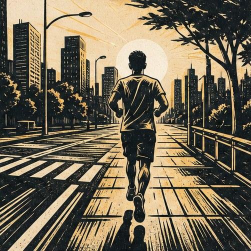 Linocut Morning Runner Prompt