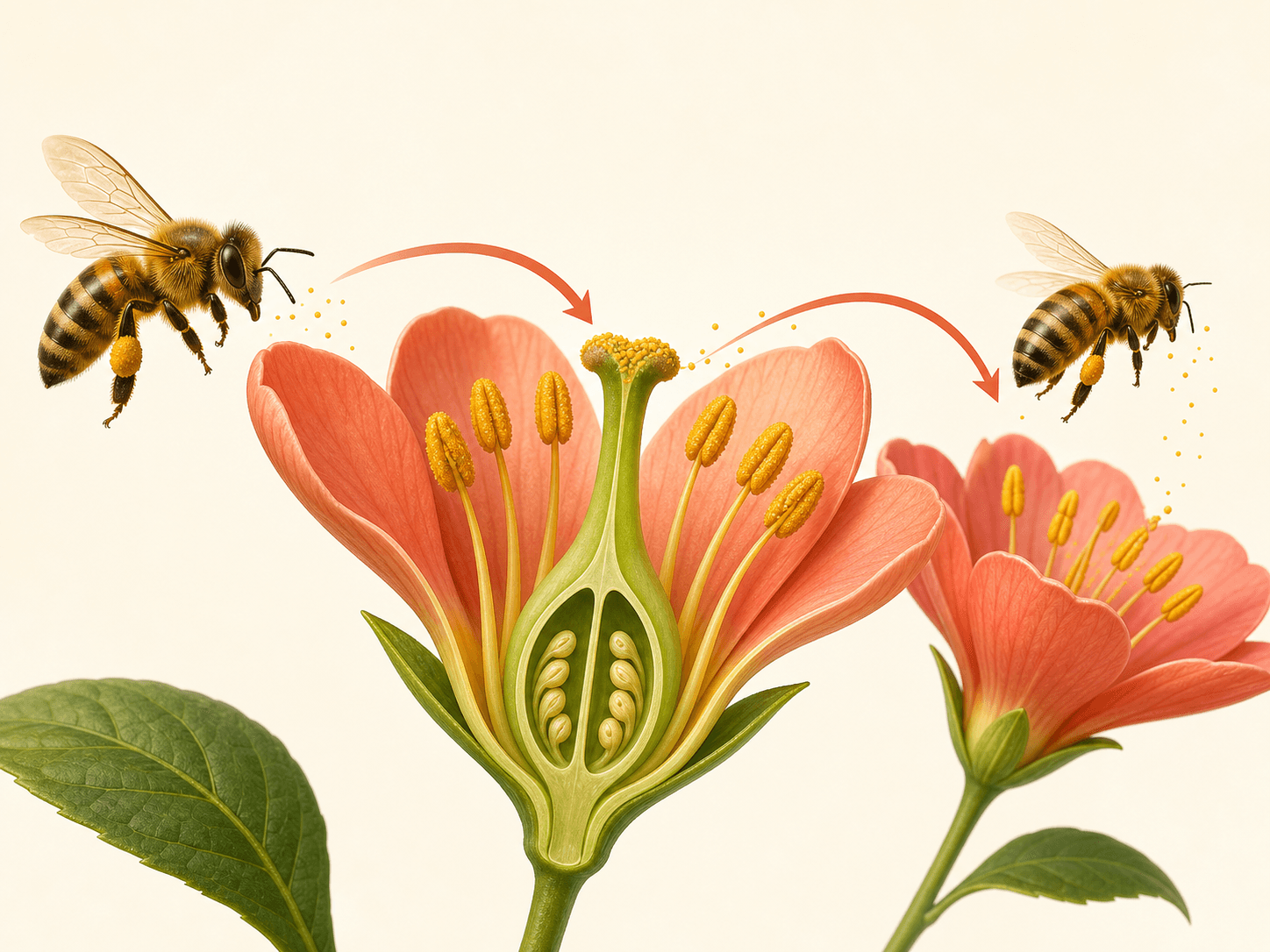 Bee Pollination Flower Cutaway Education Prompt