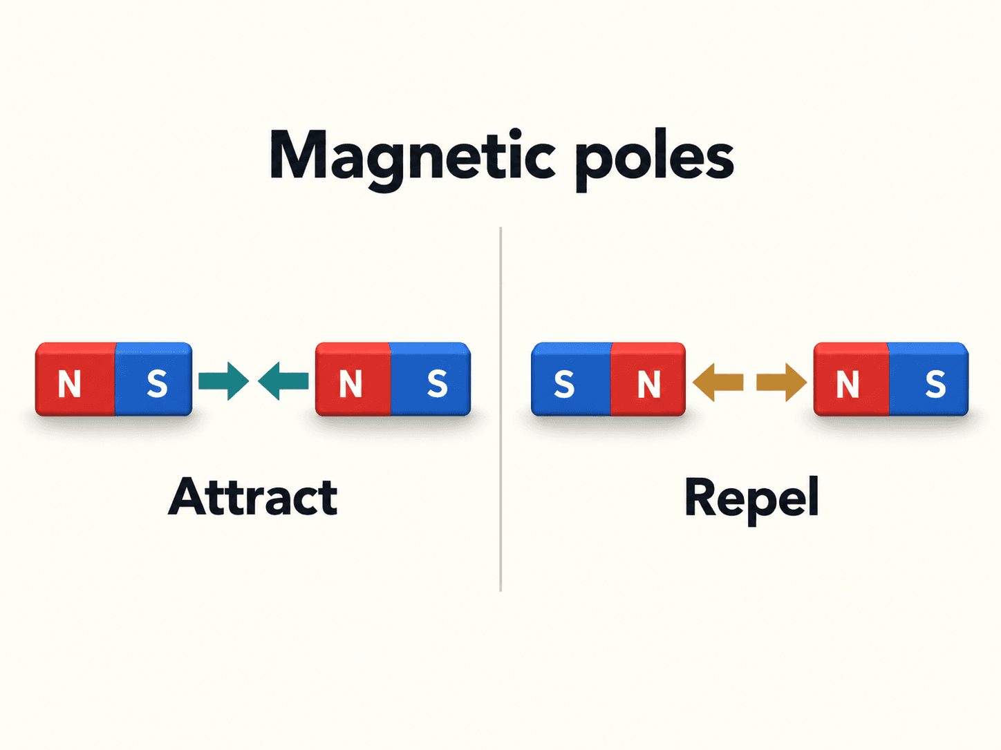 Bar Magnet Like and Unlike Poles Educational Diagram Prompt