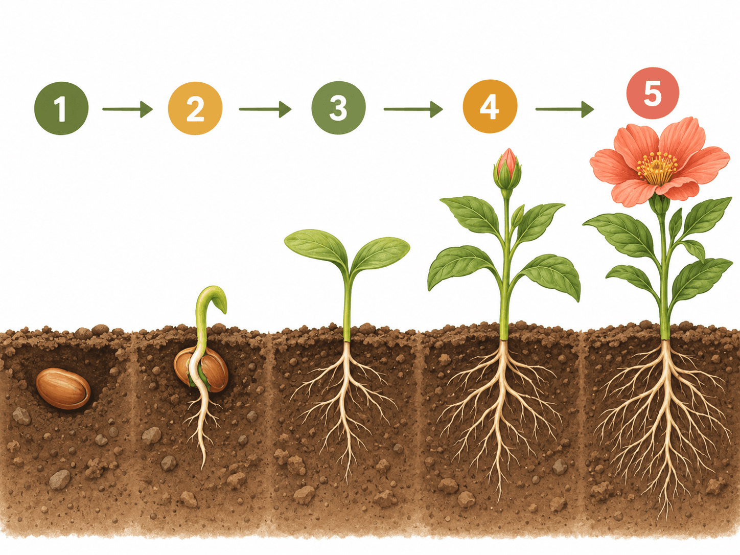 Seed Germination to Flower Educational Diagram Prompt