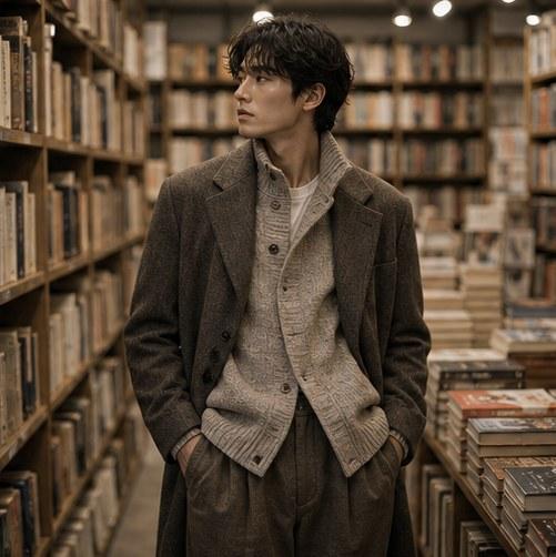 Warm Bookstore Knitwear Styling Prompt